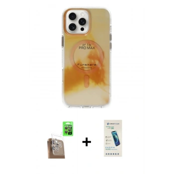 MARSİLYAN™- iPhone 16 Pro Kılıf Ufuk Doku Prime - Şeffaf Pasifik Cam Ekran Koruyucu + Raze Metal Kamera Lens - CLTM