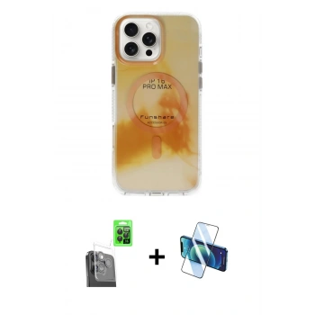 MARSİLYAN™- iPhone 16 Pro Kılıf Ufuk Doku Prime - Siyah 3D Antistatik Cam Ekran Koruyucu + Raze Metal Kamera Lens - SH