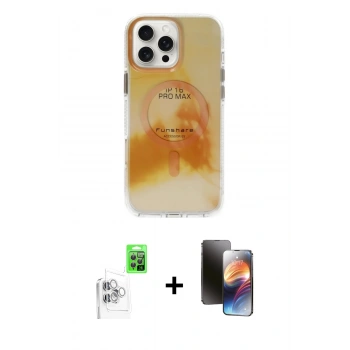MARSİLYAN™- iPhone 16 Pro Kılıf Ufuk Doku Prime - Siyah 3D Antistatik Mat Seramik Nano Ekran Koruyucu + Raze Metal Kamera Lens - BZ