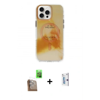 MARSİLYAN™- iPhone 16 Pro Kılıf Ufuk Doku Prime - Siyah Bilvis 0.18mm Plus Cam Ekran Koruyucu + Raze Metal Kamera Lens - CLTM