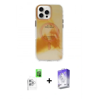 MARSİLYAN™- iPhone 16 Pro Kılıf Ufuk Doku Prime - Siyah Bilvis 5in1 3D Magic Cam Ekran Koruyucu + Raze Metal Kamera Lens - BZ