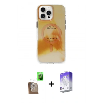 MARSİLYAN™- iPhone 16 Pro Kılıf Ufuk Doku Prime - Siyah Bilvis 5in1 3D Magic Cam Ekran Koruyucu + Raze Metal Kamera Lens - CLTM