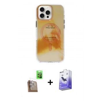 MARSİLYAN™- iPhone 16 Pro Kılıf Ufuk Doku Prime - Siyah Bilvis 5in1 5D Magic Hayalet Cam Ekran Koruyucu + Raze Metal Kamera Lens - CLTM