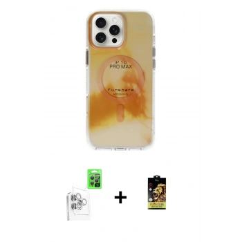 MARSİLYAN™- iPhone 16 Pro Kılıf Ufuk Doku Prime - Siyah Buffer Cam Ekran Koruyucu + Raze Metal Kamera Lens - BZ