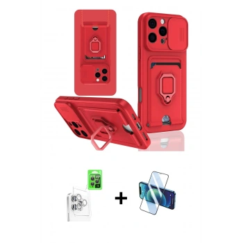 MARSİLYAN™- iPhone 16 Pro Kılıf Vadi Form Prime - Siyah 3D Antistatik Cam Ekran Koruyucu + Raze Metal Kamera Lens - BZ