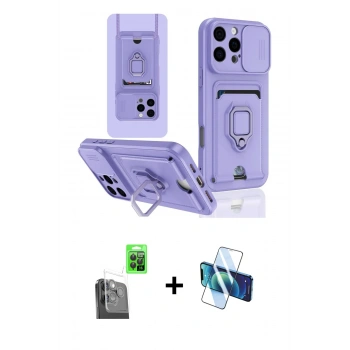 MARSİLYAN™- iPhone 16 Pro Kılıf Vadi Form Prime - Siyah 3D Antistatik Cam Ekran Koruyucu + Raze Metal Kamera Lens - SH
