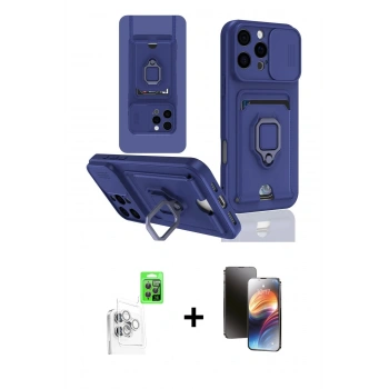 MARSİLYAN™- iPhone 16 Pro Kılıf Vadi Form Prime - Siyah 3D Antistatik Mat Seramik Nano Ekran Koruyucu + Raze Metal Kamera Lens - BZ