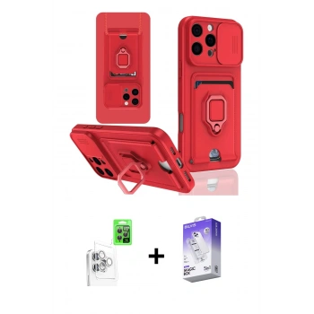 MARSİLYAN™- iPhone 16 Pro Kılıf Vadi Form Prime - Siyah Bilvis 5in1 3D Magic Cam Ekran Koruyucu + Raze Metal Kamera Lens - BZ