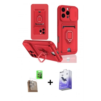MARSİLYAN™- iPhone 16 Pro Kılıf Vadi Form Prime - Siyah Bilvis 5in1 5D Magic Hayalet Cam Ekran Koruyucu + Raze Metal Kamera Lens - CLTM