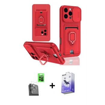 MARSİLYAN™- iPhone 16 Pro Kılıf Vadi Form Prime - Siyah Bilvis 5in1 5D Magic Hayalet Cam Ekran Koruyucu + Raze Metal Kamera Lens - SH