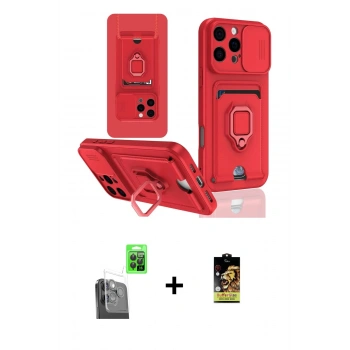 MARSİLYAN™- iPhone 16 Pro Kılıf Vadi Form Prime - Siyah Buffer Cam Ekran Koruyucu + Raze Metal Kamera Lens - SH