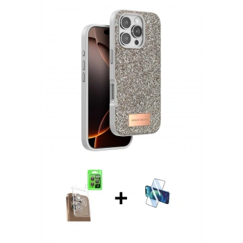 MARSİLYAN™- iPhone 16 Pro Kılıf Vadi Klasik Serisi - Siyah 3D Antistatik Seramik Nano Ekran Koruyucu + Raze Metal Kamera Lens - CLTM
