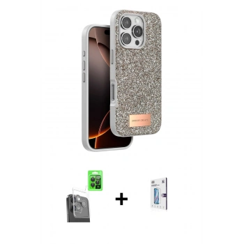 MARSİLYAN™- iPhone 16 Pro Kılıf Vadi Klasik Serisi - Siyah Bilvis 0.18mm Plus Cam Ekran Koruyucu + Raze Metal Kamera Lens - SH