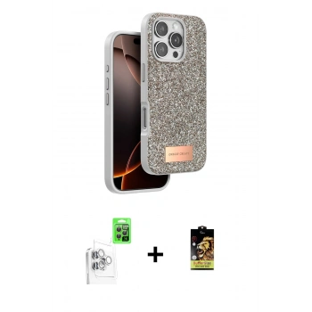 MARSİLYAN™- iPhone 16 Pro Kılıf Vadi Klasik Serisi - Siyah Buffer Cam Ekran Koruyucu + Raze Metal Kamera Lens - BZ