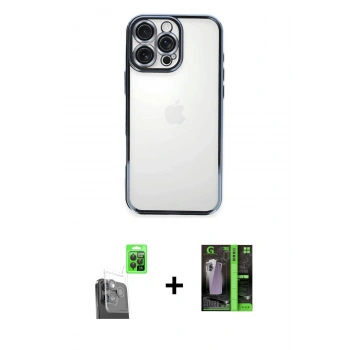 MARSİLYAN™- iPhone 16 Pro Kılıf Vadi Minimal - Şeffaf 360 Full Body Arka Koruyucu + Raze Metal Kamera Lens - SH