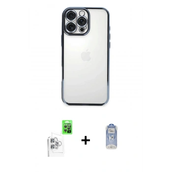 MARSİLYAN™- iPhone 16 Pro Kılıf Vadi Minimal - Siyah Joko Magic 5D Cam + Raze Metal Kamera Lens - BZ