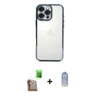 MARSİLYAN™- iPhone 16 Pro Kılıf Vadi Minimal - Siyah Joko Magic 5D Cam + Raze Metal Kamera Lens - CLTM