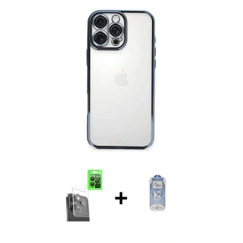 MARSİLYAN™- iPhone 16 Pro Kılıf Vadi Minimal - Siyah Joko Magic 5D Cam + Raze Metal Kamera Lens - SH