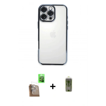 MARSİLYAN™- iPhone 16 Pro Kılıf Vadi Minimal - Siyah Joko Magic 5D Hayalet Cam + Raze Metal Kamera Lens - CLTM