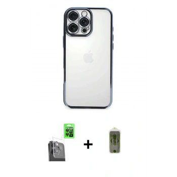 MARSİLYAN™- iPhone 16 Pro Kılıf Vadi Minimal - Siyah Joko Magic 5D Hayalet Cam + Raze Metal Kamera Lens - SH