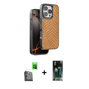 MARSİLYAN™- iPhone 16 Pro Kılıf Vadi Özel Seri - Siyah 360 Mat Full Body Arka Koruyucu + Raze Metal Kamera Lens - SH