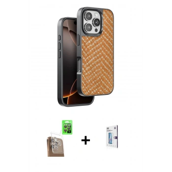MARSİLYAN™- iPhone 16 Pro Kılıf Vadi Özel Seri - Siyah Bilvis 0.18mm Plus Cam Ekran Koruyucu + Raze Metal Kamera Lens - CLTM