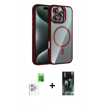 MARSİLYAN™- iPhone 16 Pro Kılıf Yadigar Asil Koleksiyonu - Siyah 360 Mat Full Body Arka Koruyucu + Raze Metal Kamera Lens - BZ