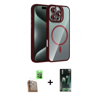 MARSİLYAN™- iPhone 16 Pro Kılıf Yadigar Asil Koleksiyonu - Siyah 360 Mat Full Body Arka Koruyucu + Raze Metal Kamera Lens - CLTM