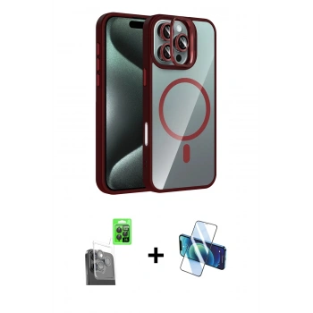 MARSİLYAN™- iPhone 16 Pro Kılıf Yadigar Asil Koleksiyonu - Siyah 3D Antistatik Cam Ekran Koruyucu + Raze Metal Kamera Lens - SH