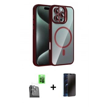 MARSİLYAN™- iPhone 16 Pro Kılıf Yadigar Asil Koleksiyonu - Siyah 3D Antistatik Hayalet Cam Ekran Koruyucu + Raze Metal Kamera Lens - SH