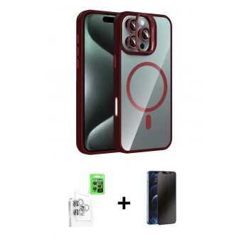 MARSİLYAN™- iPhone 16 Pro Kılıf Yadigar Asil Koleksiyonu - Siyah 3D Antistatik Hayalet Cam Ekran Koruyucu + Raze Metal Kamera Lens - BZ