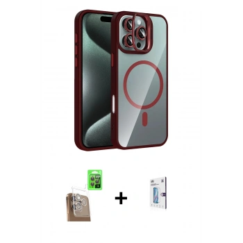 MARSİLYAN™- iPhone 16 Pro Kılıf Yadigar Asil Koleksiyonu - Siyah Bilvis 0.18mm Plus Cam Ekran Koruyucu + Raze Metal Kamera Lens - CLTM