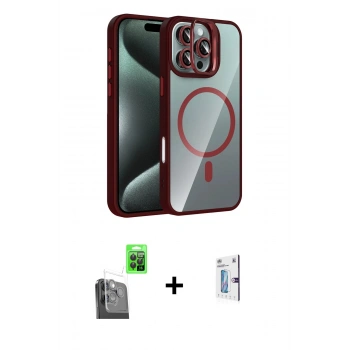 MARSİLYAN™- iPhone 16 Pro Kılıf Yadigar Asil Koleksiyonu - Siyah Bilvis 0.18mm Plus Cam Ekran Koruyucu + Raze Metal Kamera Lens - SH