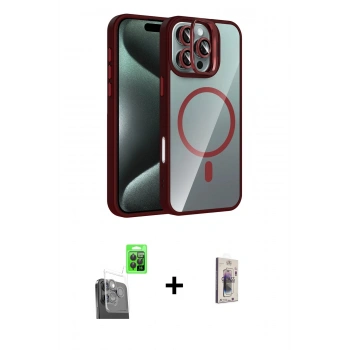 MARSİLYAN™- iPhone 16 Pro Kılıf Yadigar Asil Koleksiyonu - Siyah Bilvis 3D Cam Ekran Koruyucu + Raze Metal Kamera Lens - SH