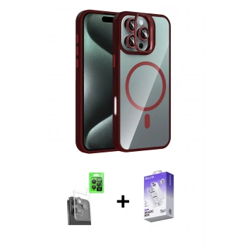 MARSİLYAN™- iPhone 16 Pro Kılıf Yadigar Asil Koleksiyonu - Siyah Bilvis 5in1 3D Magic Cam Ekran Koruyucu + Raze Metal Kamera Lens - SH