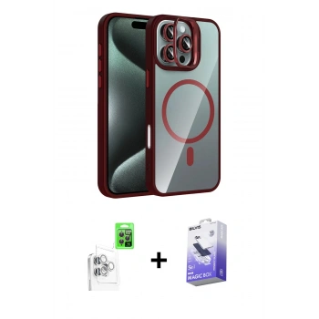 MARSİLYAN™- iPhone 16 Pro Kılıf Yadigar Asil Koleksiyonu - Siyah Bilvis 5in1 5D Magic Hayalet Cam Ekran Koruyucu + Raze Metal Kamera Lens - BZ
