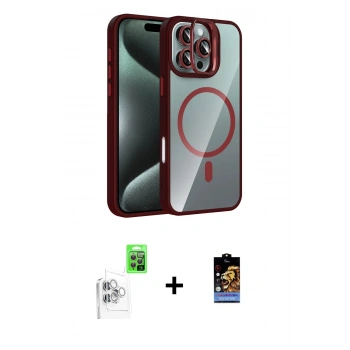 MARSİLYAN™- iPhone 16 Pro Kılıf Yadigar Asil Koleksiyonu - Siyah Buffer Hayalet Cam Ekran Koruyucu + Raze Metal Kamera Lens - BZ
