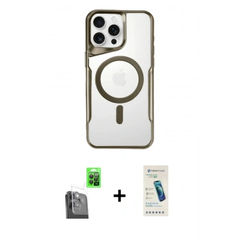 MARSİLYAN™- iPhone 16 Pro Kılıf Yadigar Klasik Özel Seri - Şeffaf Pasifik Cam Ekran Koruyucu + Raze Metal Kamera Lens - SH