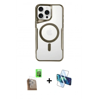 MARSİLYAN™- iPhone 16 Pro Kılıf Yadigar Klasik Özel Seri - Siyah 3D Antistatik Cam Ekran Koruyucu + Raze Metal Kamera Lens - CLTM