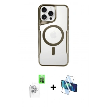 MARSİLYAN™- iPhone 16 Pro Kılıf Yadigar Klasik Özel Seri - Siyah 3D Antistatik Cam Ekran Koruyucu + Raze Metal Kamera Lens - BZ