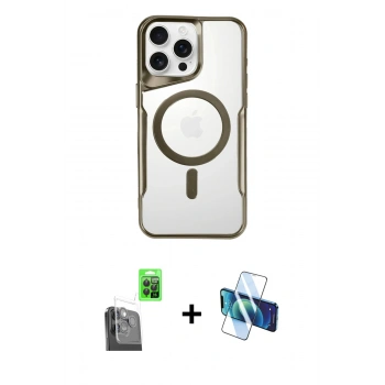 MARSİLYAN™- iPhone 16 Pro Kılıf Yadigar Klasik Özel Seri - Siyah 3D Antistatik Cam Ekran Koruyucu + Raze Metal Kamera Lens - SH