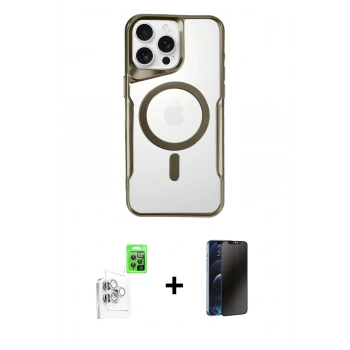 MARSİLYAN™- iPhone 16 Pro Kılıf Yadigar Klasik Özel Seri - Siyah 3D Antistatik Hayalet Cam Ekran Koruyucu + Raze Metal Kamera Lens - BZ