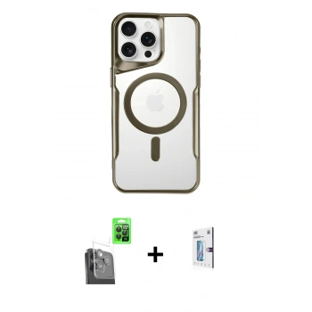 MARSİLYAN™- iPhone 16 Pro Kılıf Yadigar Klasik Özel Seri - Siyah Bilvis 0.18mm Plus Cam Ekran Koruyucu + Raze Metal Kamera Lens - SH