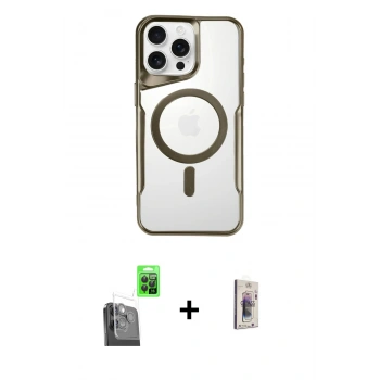 MARSİLYAN™- iPhone 16 Pro Kılıf Yadigar Klasik Özel Seri - Siyah Bilvis 3D Cam Ekran Koruyucu + Raze Metal Kamera Lens - SH