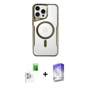 MARSİLYAN™- iPhone 16 Pro Kılıf Yadigar Klasik Özel Seri - Siyah Bilvis 5in1 3D Magic Cam Ekran Koruyucu + Raze Metal Kamera Lens - BZ