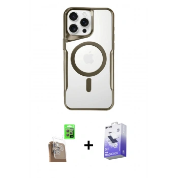 MARSİLYAN™- iPhone 16 Pro Kılıf Yadigar Klasik Özel Seri - Siyah Bilvis 5in1 5D Magic Hayalet Cam Ekran Koruyucu + Raze Metal Kamera Lens - CLTM