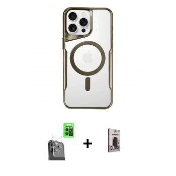 MARSİLYAN™- iPhone 16 Pro Kılıf Yadigar Klasik Özel Seri - Siyah Bilvis Hayalet Cam Ekran Koruyucu + Raze Metal Kamera Lens - SH
