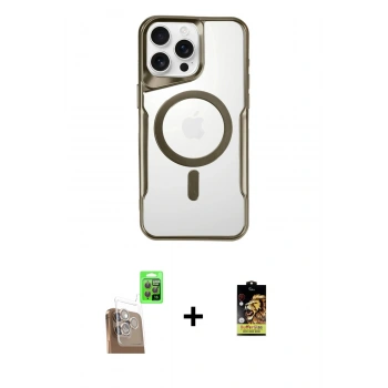 MARSİLYAN™- iPhone 16 Pro Kılıf Yadigar Klasik Özel Seri - Siyah Buffer Cam Ekran Koruyucu + Raze Metal Kamera Lens - CLTM