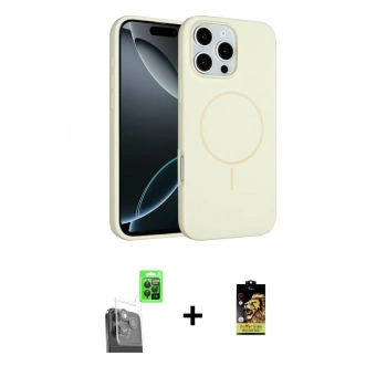 MARSİLYAN™- iPhone 16 Pro Kılıf Yankı Form Serisi - Siyah Buffer Cam Ekran Koruyucu + Raze Metal Kamera Lens - SH