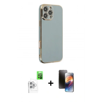 MARSİLYAN™- iPhone 16 Pro Kılıf Yankı Serisi - Siyah 3D Antistatik Mat Seramik Nano Ekran Koruyucu + Raze Metal Kamera Lens - BZ